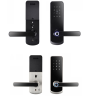 Tuya WiFi BLE Smart Door Lock IP65, Fingerprint, Proximity Card, Remote App Control, Single Latch 5050/6050, Aluminum Alloy, Black/White